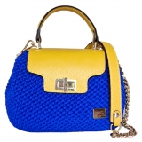 CapriNina - Capriccio - Borsa Pregiata Relizzata a Mano a Capri - Giallo Blu - Handmade in Italy - Exclusive Luxury