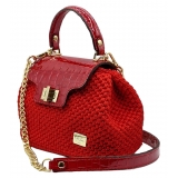 CapriNina - Capriccio - Borsa Pregiata Relizzata a Mano a Capri - Rosso - Handmade in Italy - Exclusive Luxury