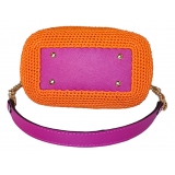 CapriNina - Capriccio - Borsa Pregiata Relizzata a Mano a Capri - Fucsia Arancio - Handmade in Italy - Exclusive Luxury