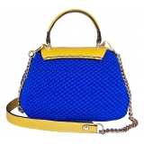 CapriNina - Capriccio - Fine Bag Handmade in Capri - Yellow Blue - Handmade in Italy - Exclusive Luxury