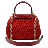 CapriNina - Capriccio - Borsa Pregiata Relizzata a Mano a Capri - Rosso - Handmade in Italy - Exclusive Luxury