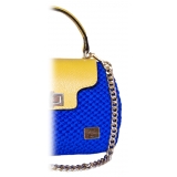 CapriNina - Capriccio - Borsa Pregiata Relizzata a Mano a Capri - Giallo Blu - Handmade in Italy - Exclusive Luxury