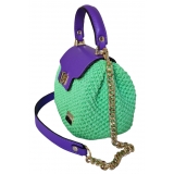 CapriNina - Capriccio - Borsa Pregiata Relizzata a Mano a Capri - Viola Verde - Handmade in Italy - Exclusive Luxury