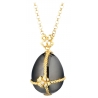 Tsars Collection - Black Four-Leaf Clover Gold Necklace - Handmade in Swiss - Luxury Exclusive Collection