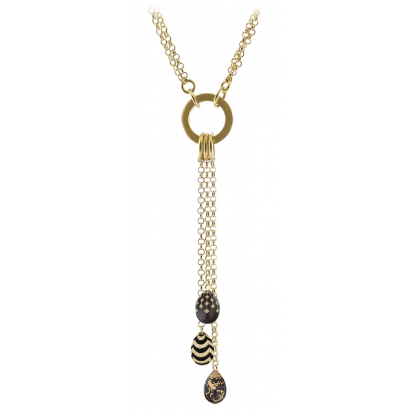Tsars Collection - Necklace with 3 Black Eggs - Handmade in Swiss - Luxury Exclusive Collection
