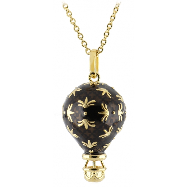 Tsars Collection - Black Hot Air Balloon Necklace with Zircons - Handmade in Swiss - Luxury Exclusive Collection