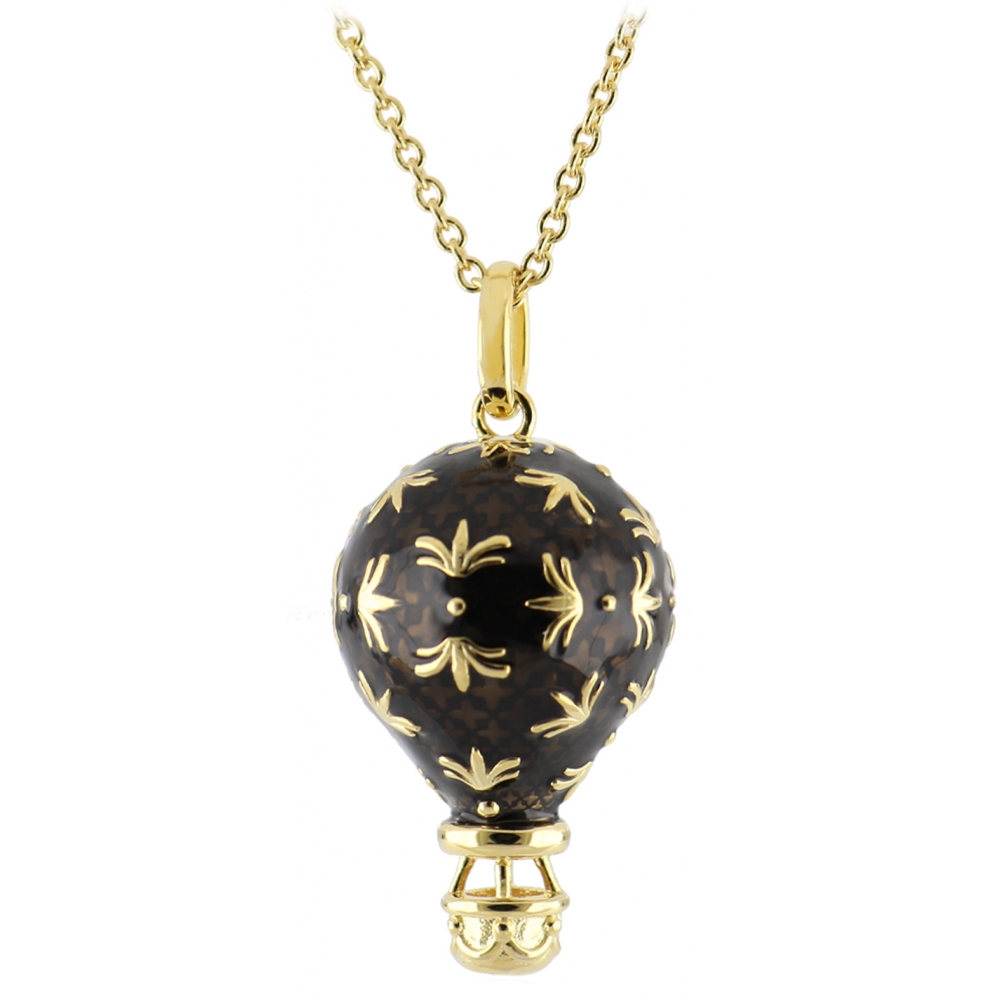tsars collection black hot air balloon necklace with zircons handmade in swiss luxury exclusive collection