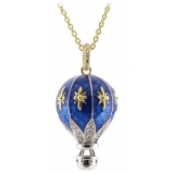 Tsars Collection - Bicolor Blue Hot Air Balloon Necklace with Zircons - Handmade in Swiss - Luxury Exclusive Collection