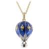 Tsars Collection - Bicolor Blue Hot Air Balloon Necklace with Zircons - Handmade in Swiss - Luxury Exclusive Collection