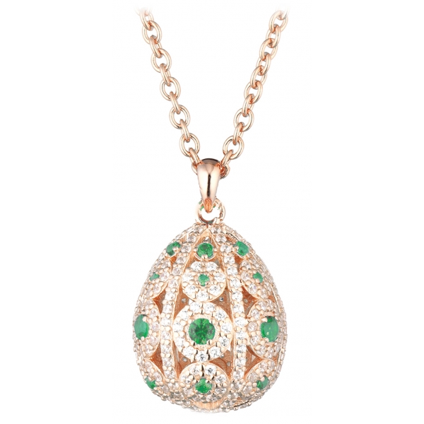 Tsars Collection - Alexandra Pavè Vertical Green Necklace - Handmade in Swiss - Luxury Exclusive Collection