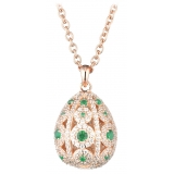 Tsars Collection - Alexandra Pavè Vertical Green Necklace - Handmade in Swiss - Luxury Exclusive Collection