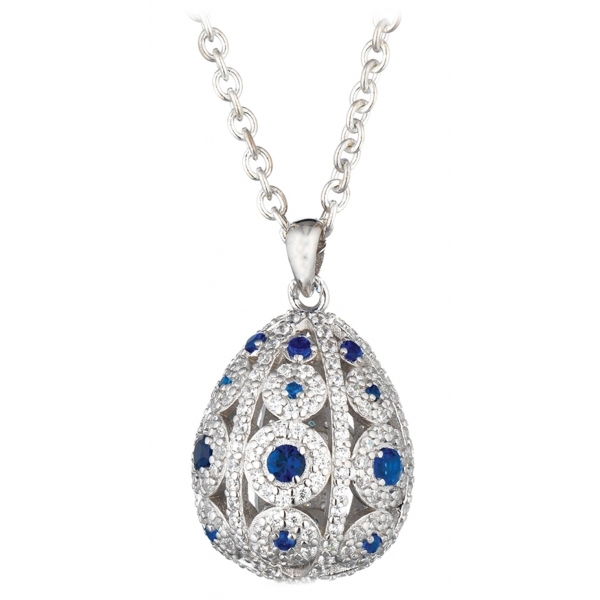 Tsars Collection - Collana Alexandra Pavè Verticale Blu - Handmade in Swiss - Luxury Exclusive Collection