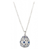 Tsars Collection - Collana Alexandra Pavè Verticale Blu - Handmade in Swiss - Luxury Exclusive Collection