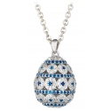 Tsars Collection - Alexandra Pavè Horizontal Blue Necklace - Handmade in Swiss - Luxury Exclusive Collection