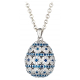 Tsars Collection - Alexandra Pavè Horizontal Blue Necklace - Handmade in Swiss - Luxury Exclusive Collection