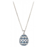 Tsars Collection - Alexandra Pavè Horizontal Blue Necklace - Handmade in Swiss - Luxury Exclusive Collection