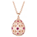 Tsars Collection - Alexandra Pavè Vertical Fuchsia Necklace - Handmade in Swiss - Luxury Exclusive Collection