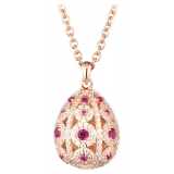 Tsars Collection - Alexandra Pavè Vertical Fuchsia Necklace - Handmade in Swiss - Luxury Exclusive Collection