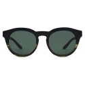 Giorgio Armani - Men’s Panto Sunglasses - Black Striped Green - Sunglasses - Giorgio Armani Eyewear