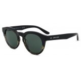 Giorgio Armani - Men’s Panto Sunglasses - Black Striped Green - Sunglasses - Giorgio Armani Eyewear