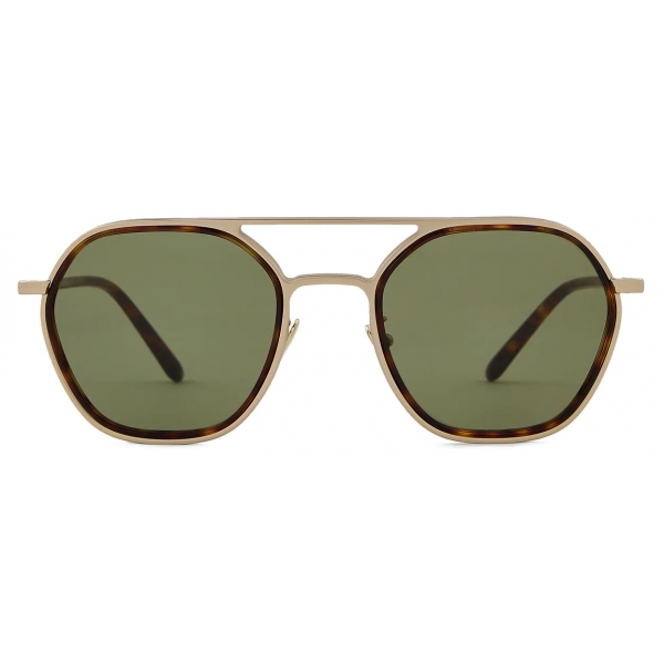 Giorgio Armani - Occhiali da Sole Uomo Forma Pillow - Oro Chiaro Opaco Verde - Occhiali da Sole - Giorgio Armani Eyewear