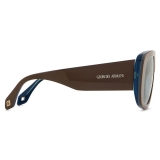 Giorgio Armani - Men’s Irregular-Shaped Sunglasses - Brown Light Blue - Sunglasses - Giorgio Armani Eyewear