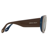 Giorgio Armani - Occhiali da Sole Uomo Forma Pillow - Marrone Azzurro - Occhiali da Sole - Giorgio Armani Eyewear