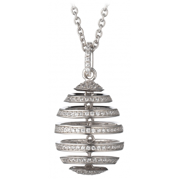 Tsars Collection - White Spiral Silver Necklace - Handmade in Swiss - Luxury Exclusive Collection