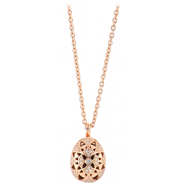 Tsars Collection - Collana Jasmine Flower in Argento Rosa e Onice - Handmade in Swiss - Luxury Exclusive Collection