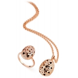 Tsars Collection - Collana Jasmine Flower in Argento Rosa e Onice - Handmade in Swiss - Luxury Exclusive Collection