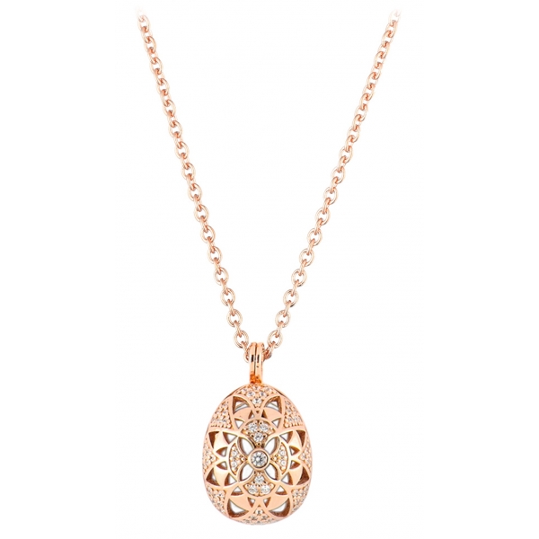 Tsars Collection - Collana Jasmine Flower in Argento Rosa e Agata Bianca - Handmade in Swiss - Luxury Exclusive Collection