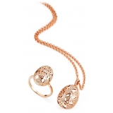 Tsars Collection - Collana Jasmine Flower in Argento Rosa e Agata Bianca - Handmade in Swiss - Luxury Exclusive Collection
