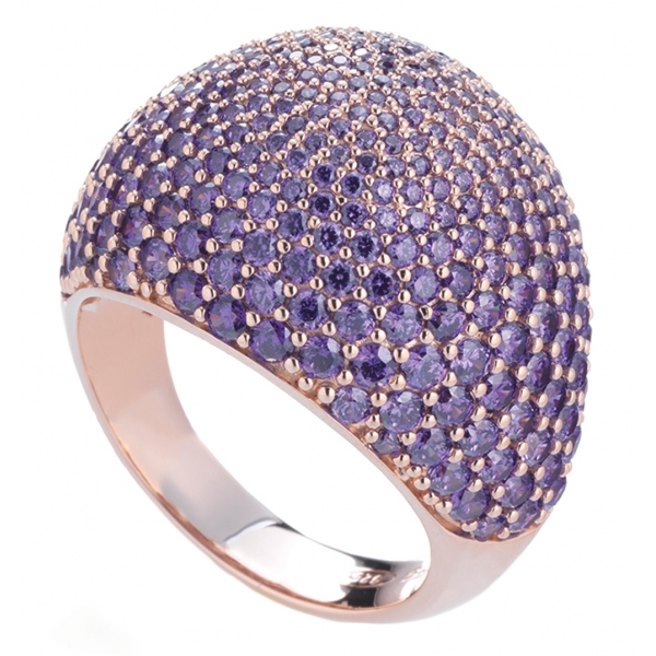 Tsars Collection - Anello in Argento Pavè Viola - Handmade in Swiss - Luxury Exclusive Collection