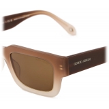 Giorgio Armani - Occhiali da Sole Uomo Forma Rettangolare - Marrone Sfumato - Occhiali da Sole - Giorgio Armani Eyewear