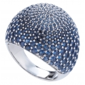 Tsars Collection - Blue Pavé Silver Ring - Handmade in Swiss - Luxury Exclusive Collection