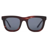Giorgio Armani - Men’s Asian-Fit Rectangular Sunglasses - Striped Brown Smoke Blue - Sunglasses - Giorgio Armani Eyewear