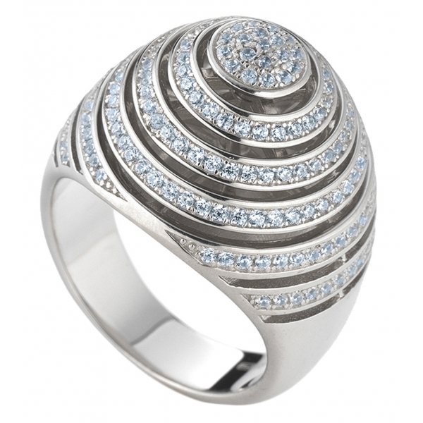 Tsars Collection - Anello in Argento Spirale Azzurra - Handmade in Swiss - Luxury Exclusive Collection