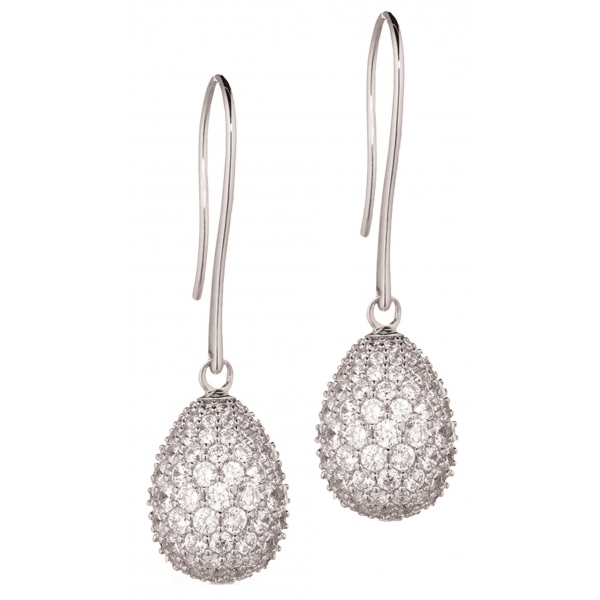Tsars Collection - 9nine 01 White Silver Earrings - Handmade in Swiss - Luxury Exclusive Collection