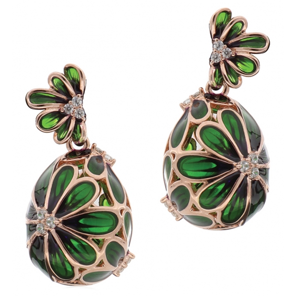 Tsars Collection - Orecchini in Argento Tamara Verde - Handmade in Swiss - Luxury Exclusive Collection