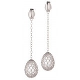 Tsars Collection - 9nine 02 White Silver Earrings - Handmade in Swiss - Luxury Exclusive Collection