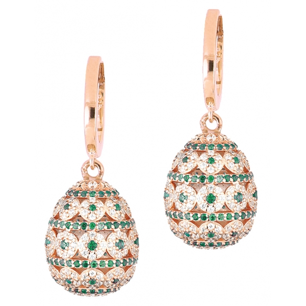 Tsars Collection - Alexandra Green Horizontal Pavè Earrings - Handmade in Swiss - Luxury Exclusive Collection