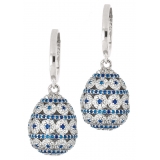 Tsars Collection - Alexandra Pavè Horizontal Blue Earrings - Handmade in Swiss - Luxury Exclusive Collection