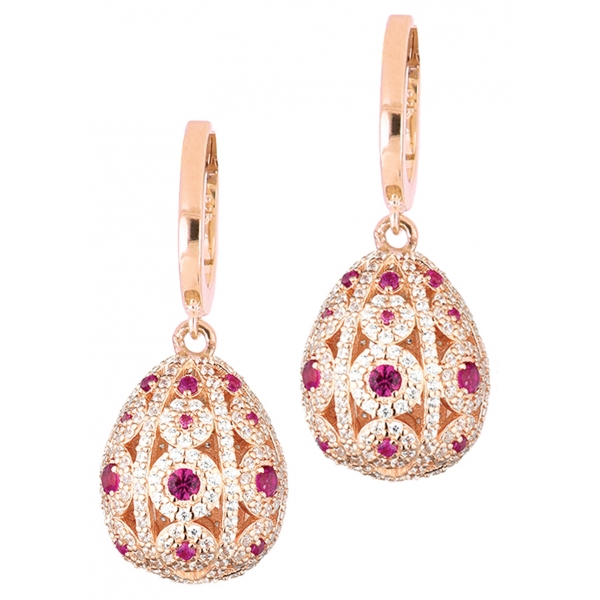 Tsars Collection - Alexandra Pavè Vertical Fuchsia Earrings - Handmade in  Swiss - Luxury Exclusive Collection - Avvenice