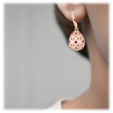 Tsars Collection - Alexandra Pavè Vertical Fuchsia Earrings - Handmade in Swiss - Luxury Exclusive Collection