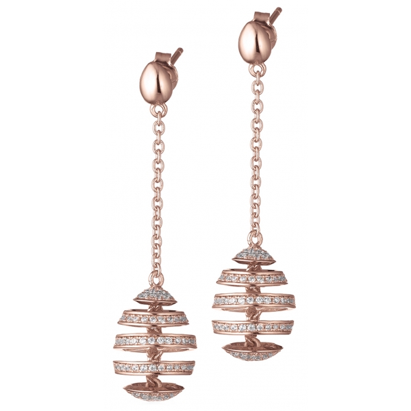 Tsars Collection - Orecchini in Argento Spirale Rosa - Handmade in Swiss - Luxury Exclusive Collection