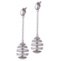 Tsars Collection - White Spiral Silver Earrings - Handmade in Swiss - Luxury Exclusive Collection