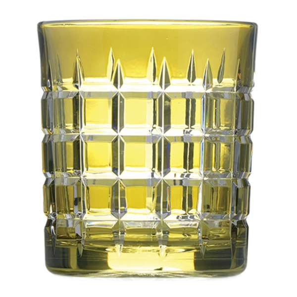 Tsars Collection - Yellow Carrè Water/Whiskey Glasses - D20309 - Handmade in Swiss - Luxury Exclusive Collection