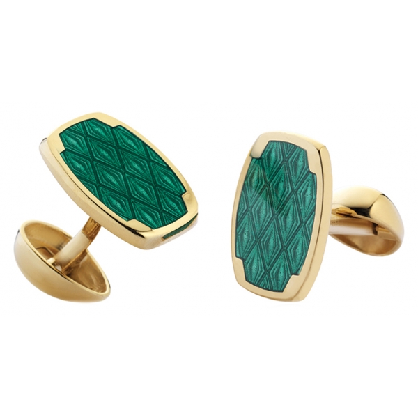 Tsars Collection - Cufflinks in Silver 04 Green - Handmade in Swiss - Luxury Exclusive Collection