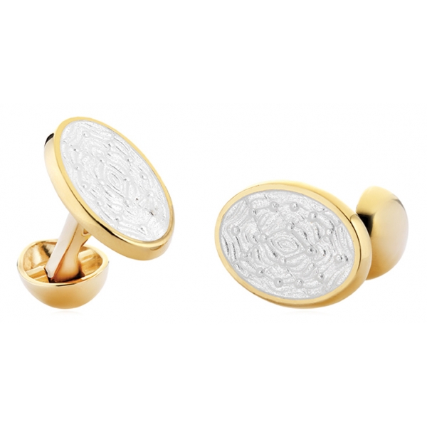 Tsars Collection - Cufflinks in Silver 02 White - Handmade in Swiss - Luxury Exclusive Collection