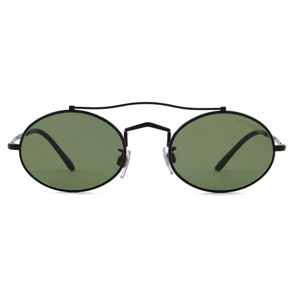 Giorgio Armani - Occhiali da Sole Ovale - Nero Opaco Verde - Occhiali da Sole - Giorgio Armani Eyewear